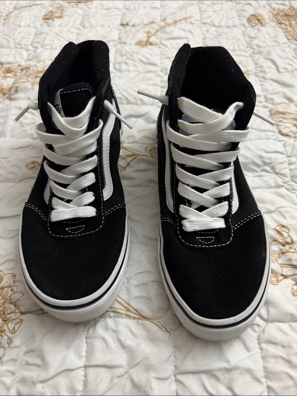 Vans Black and White High-Top Skate Sneakers - Women